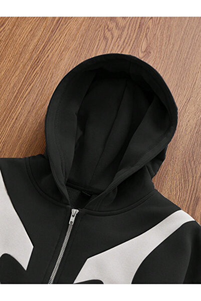 Touz Moda Manfinity Detail Streetwear Hooded Cardigan