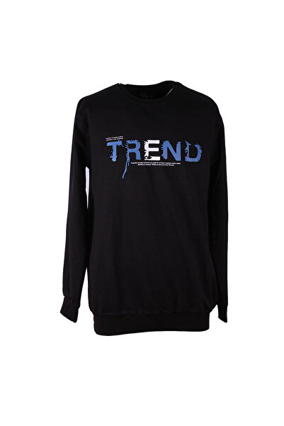 trender 0 Collar 2 Thread Black Men's Sweatshirt Trend Print