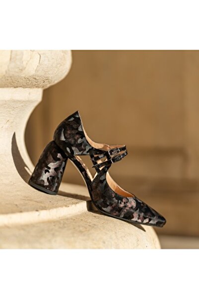 OEM Women's Shoes with Chunky Heels Fantasy Camouflage Burgundy - 37