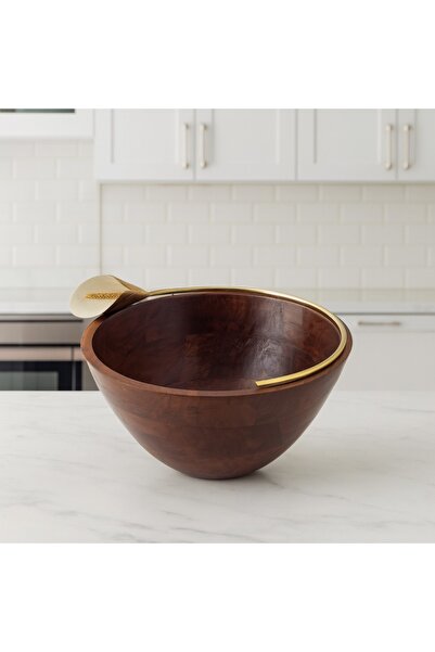 Dania ✨ Indian wooden serving bowl with a gold brooch – The luxury of nature (25×12×25 CM)