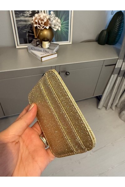 ilknurbutik حامل بطاقات ذهبي لامع