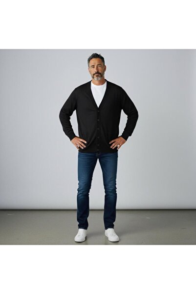 GÖMLEK GALERİSİ Men's Regular Fit Plain Cardigan Wool Knitwear Sweater