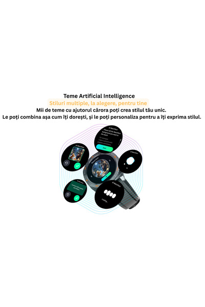 VeReTech Smartwatch cu ChatGPT, AMOLED 1.43”, 200 Sport, Ritm Cardiac, IP68, Negru/Gri