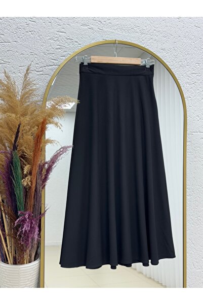 MİHRA STORE Fayetta Kloş Fusta Daisy-EK716 Negru