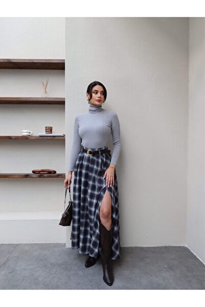 ESRAHELVACI Flared Skirt with Belted Slit Detail