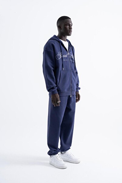 Machinist Ανδρικό φούτερ Social Mode με τύπωμα με φερμουάρ με κουκούλα Midnight Blue