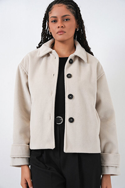 Bigdart Women's Short Cashmere Jacket 0724 - Ecru