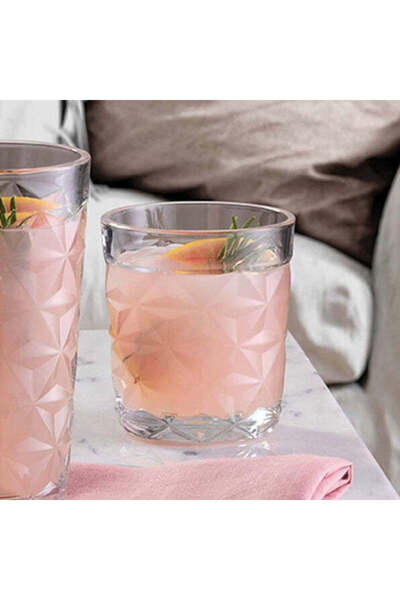 dealshopromania Set 12 Pahare Estrella 305 ml – Sticlă groasa cu design geome...