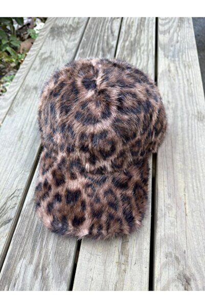 Trend Şapka 19008 Leopar Vizon Peluş Kep Şapka