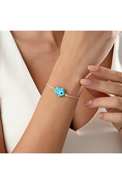 Pinart Orange Nazar Beaded Hand of Fatima Rope Bracelet Pnrtb001453