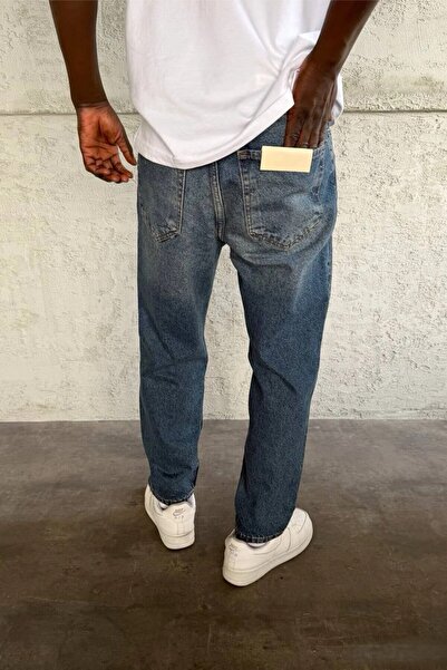 MADZEYMODA Pantaloni de blugi pentru bărbați Boyfriend Mold Blue Denim Jean Mz309