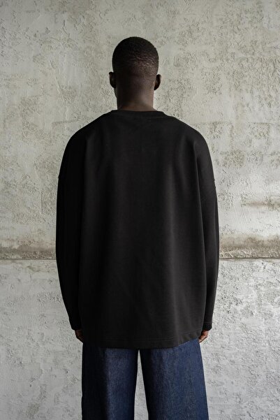 Machinist Ανδρικό μακρυμάνικο μπλουζάκι με τύπωμα μαύρο