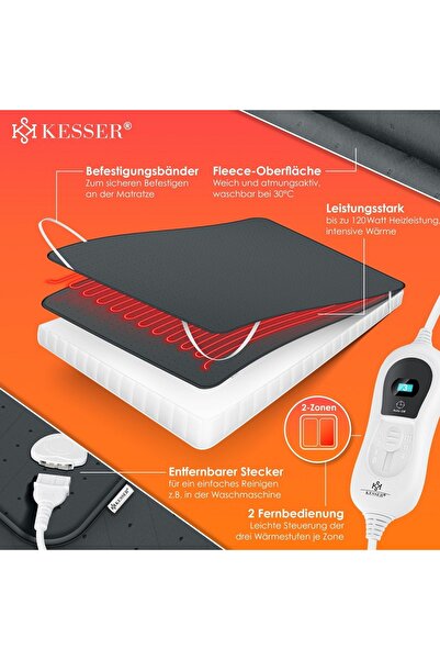 KESSER KESSER® electric sheet with remote control and automatic shut-off 140/160 gray