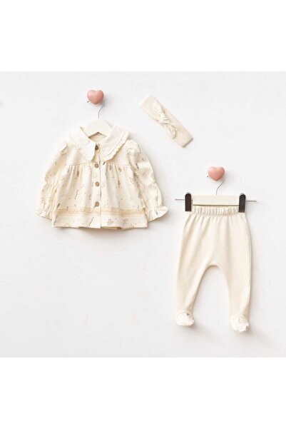 Alya&Alin Baby Bebek Kız 3’lü Takım – Bluz, Patikli Pantolon ve Saç Bandı