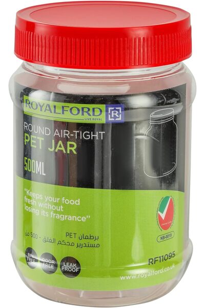 Xess Round Airtight PET Jar RF11225 - 1000ml Set of 4 (Transparent, Assorted Lid Colors)