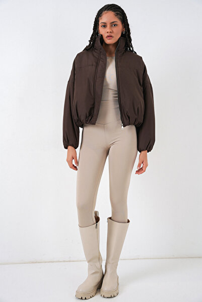 Bigdart Γυναικείο πουπουλένιο μπουφάν oversized Bomber 5124 - Καφέ