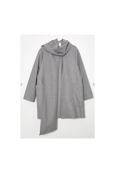 Octagon Coat with Shawl Detail in Gray