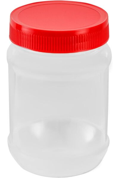 Xess Round Airtight PET Jar RF11225 - 1000ml Set of 4 (Transparent, Assorted Lid Colors)