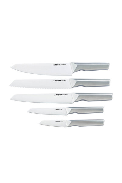 Arshia 7-piece knife set with acacia stand and cutting board