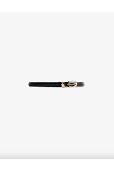 CSR AKSESUAR Elegant Stitched Leather Belt with Gold Buckle