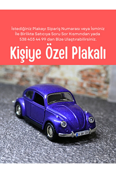 bebeym Volkswagen Klasik Metal Araba - Vosvos Metal Oyuncak Araba - Kişiye Özel Plakalı Beetle