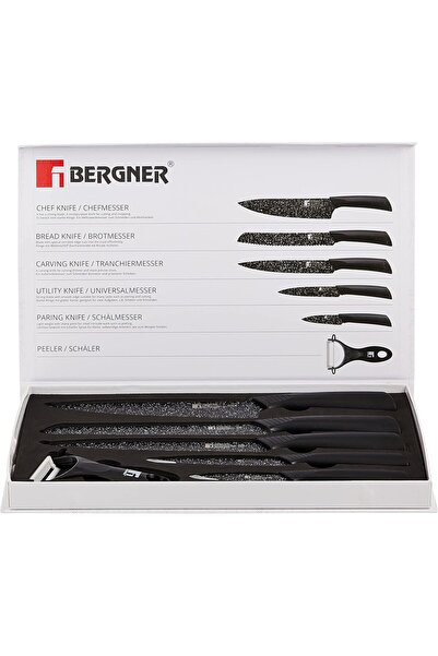 Xess 6 Pcs Knife Set Box, Stainless Steel, Black, BG9080MBB