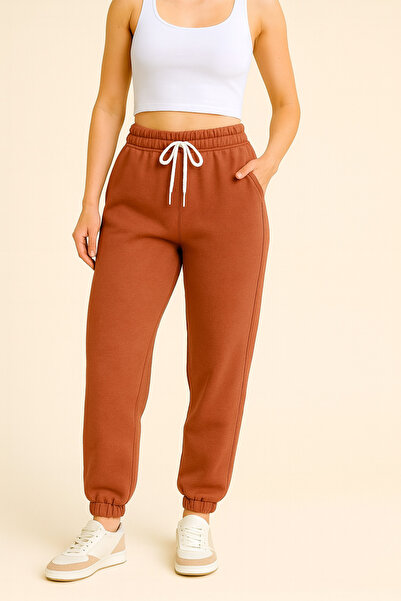 Yediler Tekstil Kadın Kışlık Şardonlu 3 İplik Paçası Lastikli Eşofman Altı