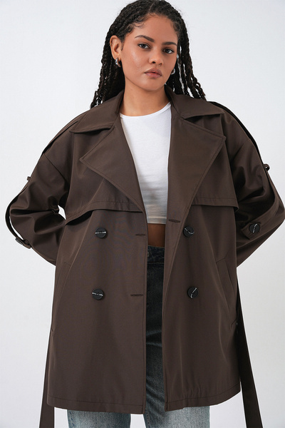 Bigdart Women's Belted Short Trench Coat 5974 - A.Brown