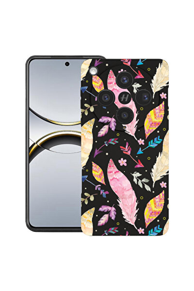 bestcase Husă premium din silicon pentru OPPO Find X8, design cu pene colorat...