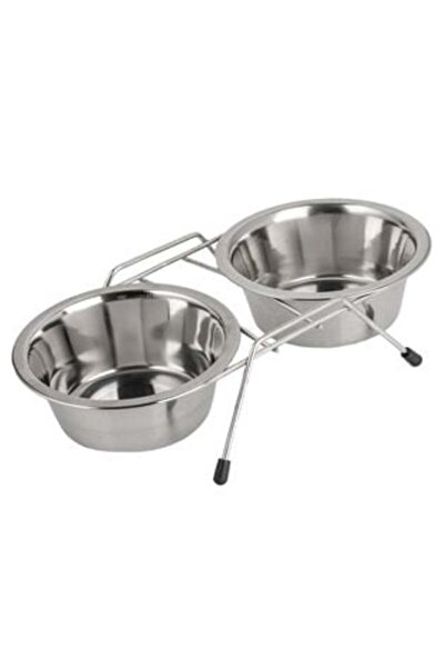 BAMI NETWORK Double Stainless Steel Bowl Holder for Dogs - 400ml