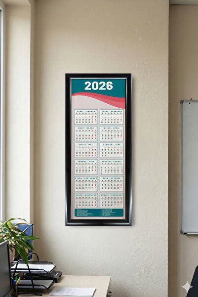 AND 2026 Yıllık Duvar Takvimi Çerçeveli Tablo (70x25 Cm)