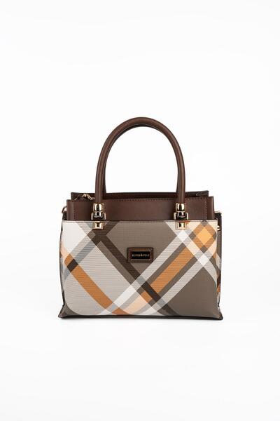 Silver Polo Khaki - Brown Plaid Women's Handbag Sp826
