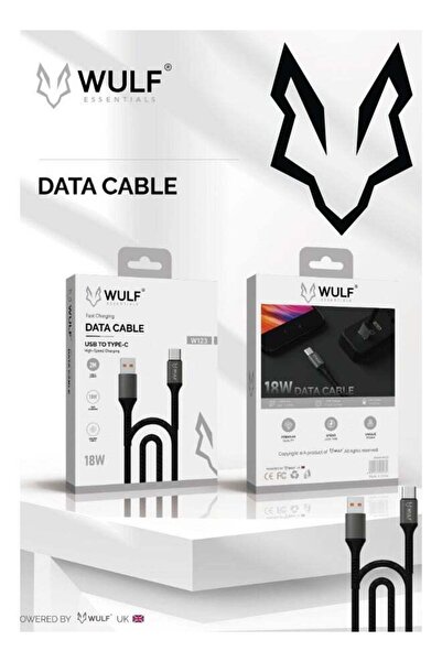 WULF كابل بيانات W123 USB إلى Type-C بقوة 18 واط - حل شحن سريع وموثوق