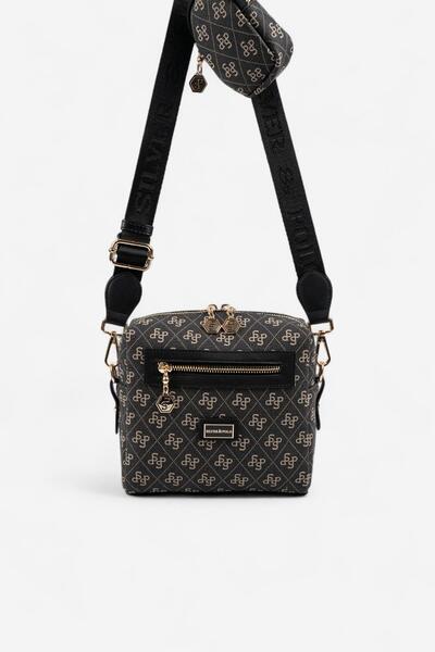 Silver Polo Sp1038 Women's Crossbody Bag Monogram Smoked-Black
