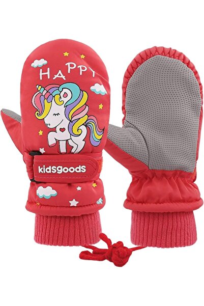 Generic Children's Winter Ski Mittens, Waterproof Fleece-Lined Windproof (Pink, One Size)