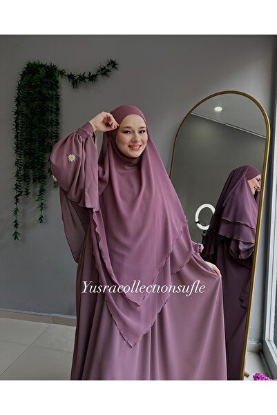 Yüsra Collection Daisy Embroidered Liza Dress and Long Sufle Set of 2