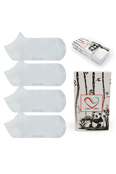 GOST LİRİA - Men's Bamboo White Booties Socks 4 Pack