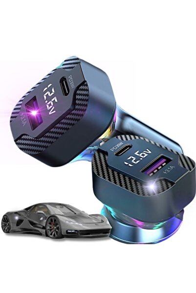 verk group Fast car charger, 2 ports USB-C 30W and USB-A 15W for cigarette lighter socket