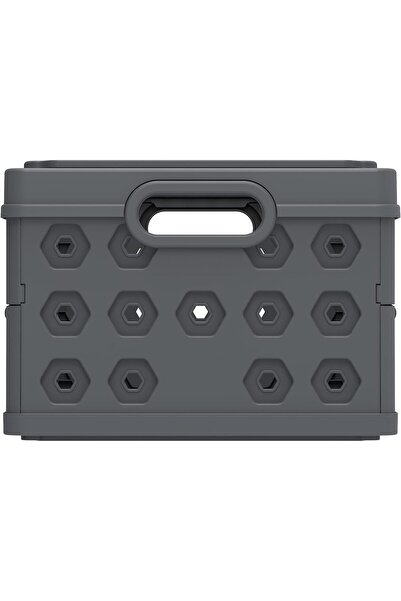 Xess 32L Foldable Basket, Collapsible Storage Crate, Grey