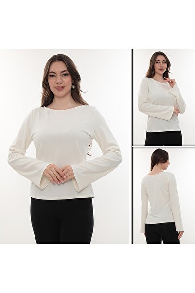 etselements Bluză pentru femei basic guler rotund