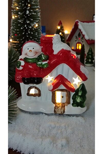 FAMEMUS ACCESSORY Yılbaşı Süs Ev Modelli Işıklı ve Çam şeklinde Biblo Ürün bo...