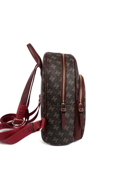 Silver Polo Silver & Polo Sp1062 Women's Backpack Monogram Brown Yellow-Burgundy