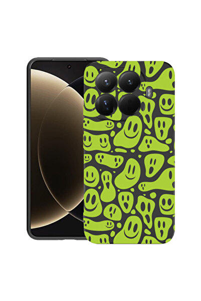 bestcase Husă premium din silicon pentru Xiaomi 15T Pro, cu design verde acid smiley, 3100018 PB 1051