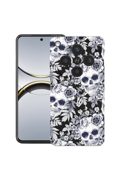 bestcase Husă premium din silicon pentru OPPO Find X8, cu design craniu alb-n...