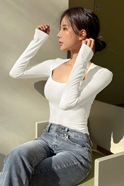 COOL TARZ Bluză subțire cu mânecă lungă cu guler de lebădă pentru femei