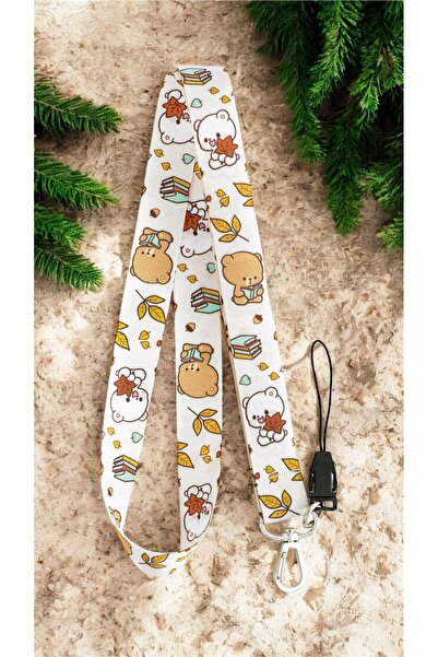 chic crazze Sevimli Yavru Ayıcık Desenli Boyun Askısı Kimlik Yaka Kartı ve Te...