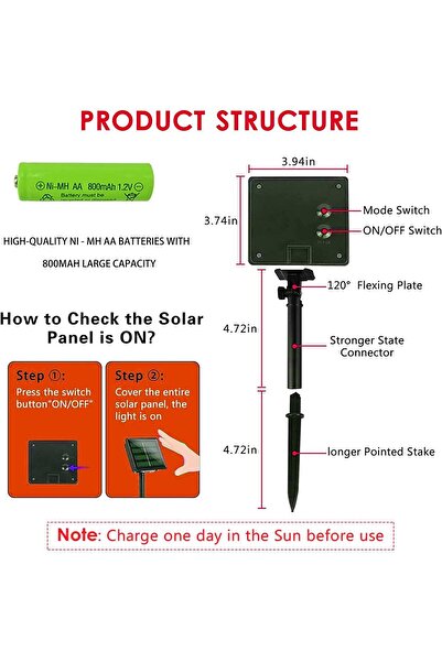 OricareFain Instalatie solara, Tip Zapada, 7m, 50led-uri, Incarcare Solara, Multicolor