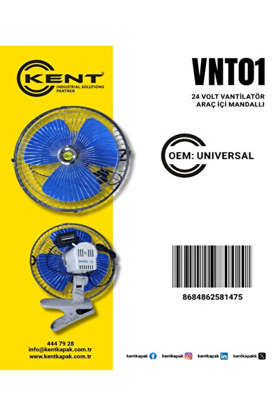 KENT 24 VOLT VANTİLATÖR ARAÇ İÇİ MANDALLI