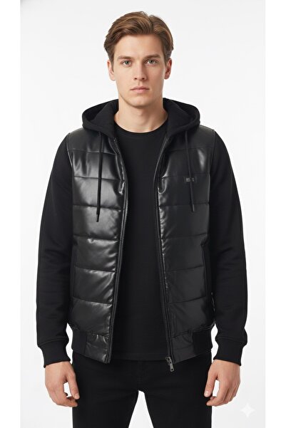 ModaPlaza Palton matlasat cu glugă pentru bărbați 2099