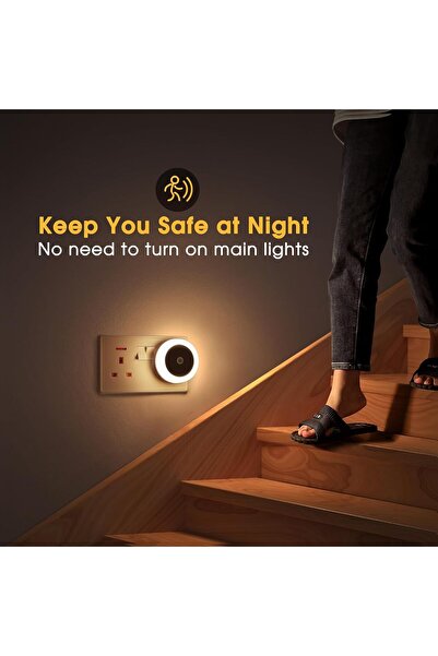 Generic Wall Plug Night Light with Light Sensor, Warm White 3000K, 2-Pack